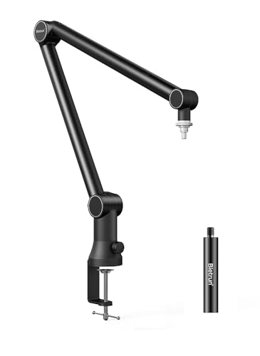 Mikrofonarm für Shure SM7B/MV7/Blue Yeti, 2023 verbesserte Mikrofon-Tischhalterung mit verstecktem Kabeltrog und Verlängerungsrohr, universeller Pro-Heavy Duty Metall Blue Yeti Galgenarm für Podcast, von Bietrun