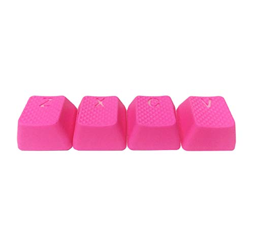 Gummi Gaming Hintergrundbeleuchtung Tastenkappen Set - 4 Tasten für Z, X, C, V, Cherry MX mechanische Tastaturen kompatibel OEM (Neon Pink) von Big Chic