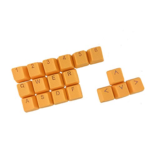 Gummi-Gaming-Tastenkappen-Set – für Cherry MX mechanische Tastaturen, kompatibel mit OEM inklusive Schlüsselabzieher Orange neon-orange von Big Chic