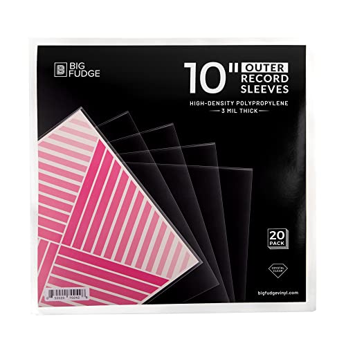 BIG FUDGE Packungen mit 20 externen 10-Zoll-LP-Vinyl, langlebig und knitterfrei, transparentes und hochdichtes Polypropylen, 3 mm dick, passend für die meisten Gatefolds und Doppel-LPs von Big Fudge