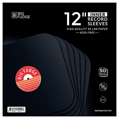 BIG FUDGE Vinyl Schallplatten Hüllen - 12 Inch x 50 Stück - Extra Starke & Säurefreie Schwarze Innenhüllen Edition - Dünne Inner Sleeves Antistatisch - Plattenhüllen für LP BIG FUDGE Vinyl Schallplatten Hüllen - 12 Inch x 50 Stück - Extra Starke & Säurefreie Schwarze Innenhüllen Edition - Dünne Inner Sleeves Antistatisch - Plattenhüllen für LP von Big Fudge