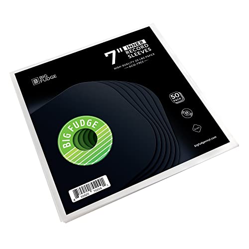 BIG FUDGE Vinyl Schallplatten Hüllen - 7 Inch x 50 Stück - Extra Starke & Säurefreie Schwarze Innenhüllen Edition - Dünne Antistatische Inner Sleeves - Plattenhüllen für Singles BIG FUDGE Vinyl Schallplatten Hüllen - 7 Inch x 50 Stück - Extra Starke & Säurefreie Schwarze Innenhüllen Edition - Dünne Antistatische Inner Sleeves - Plattenhüllen für Singles von Big Fudge