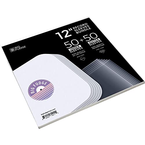 BIG FUDGE Vinyl Schutzhüllen - 50 Innenhüllen & 50 Außenhüllen für 12 Inch Schallplatten - LP Hüllen Antistatisch & Transparent - Säurefreie Sleeves Plattenhüllen BIG FUDGE Vinyl Schutzhüllen - 50 Innenhüllen & 50 Außenhüllen für 12 Inch Schallplatten - LP Hüllen Antistatisch & Transparent - Säurefreie Sleeves Plattenhüllen von Big Fudge