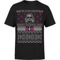 The Dude Abides 'Merry Dudemas Man' Männer Weihnachts T-Shirt - Schwarz - L von Big Lebowski