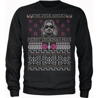 The Dude Abides Merry Dudemas Man Männer Weihnachtspullover – Schwarz - S von Big Lebowski