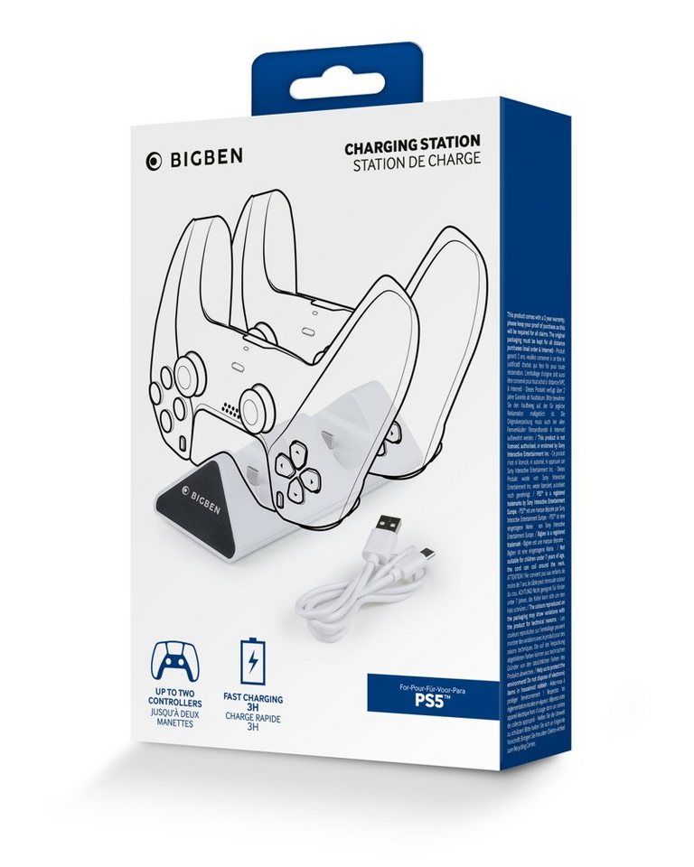 BigBen 2 Playstation 5 Controller Dual-Charger V2 mit Netzteil BB006414 Zubehör PlayStation 4 von BigBen