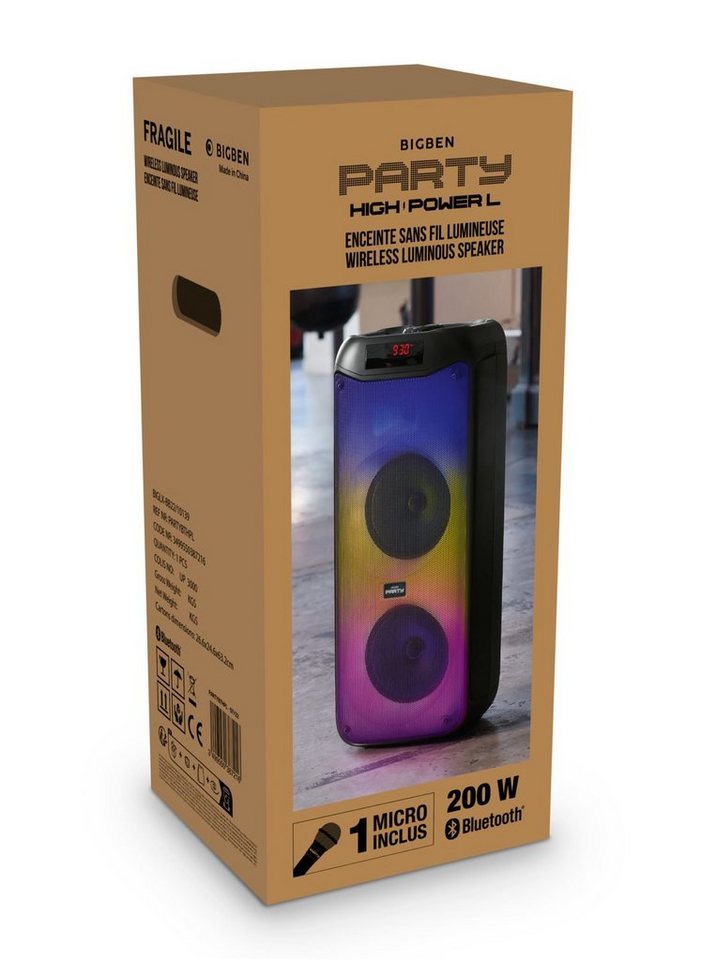 BigBen Bluetooth portabler Lautsprecher Party Box L Disco Licht Mikro Bluetooth-Lautsprecher von BigBen