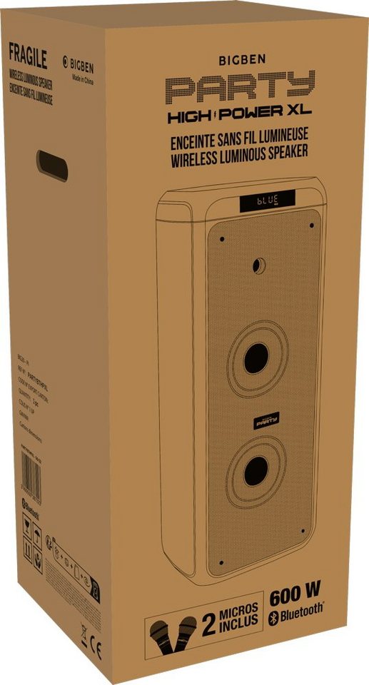 BigBen Bluetooth portabler Lautsprecher Party Box XL Disco Licht Mikro Bluetooth-Lautsprecher von BigBen