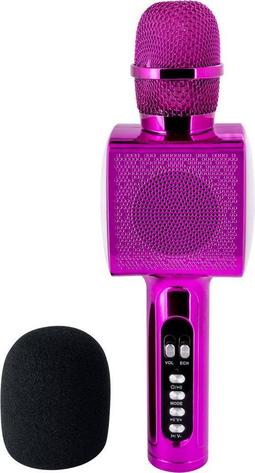 BigBen Bluetooth portabler Lautsprecher Party Mic Mikrofon LED pink AU387063 Bluetooth-Lautsprecher von BigBen