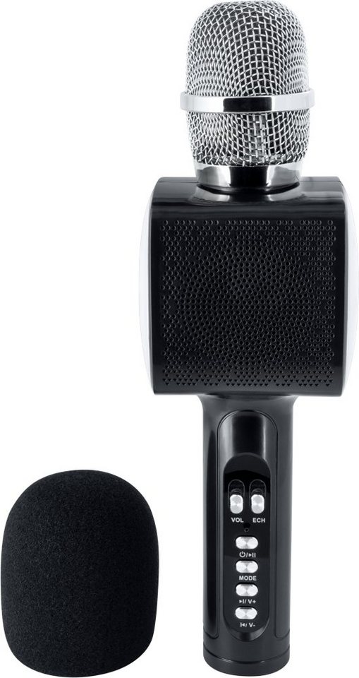 BigBen Bluetooth portabler Lautsprecher Party Mic Mikrofon LED schwarz Bluetooth-Lautsprecher von BigBen