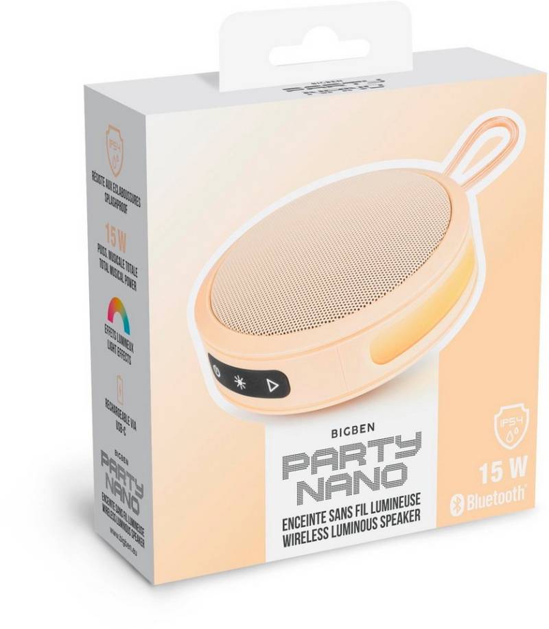 BigBen Bluetooth portabler Lautsprecher Party Nano pastel orange AU388220 Bluetooth-Lautsprecher von BigBen