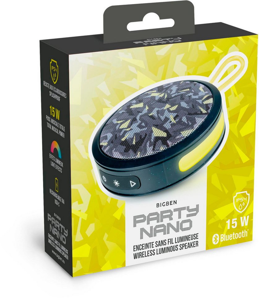 BigBen Bluetooth portabler Lautsprecher Party Nano schwarz gelb AU388282 Bluetooth-Lautsprecher von BigBen