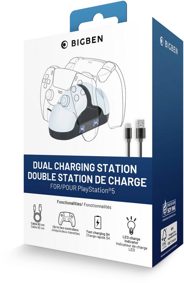 BigBen Ladestation für 2 Playstation 5 Controller Dual-Charger V3 BB021141 Zubehör PlayStation 4 von BigBen