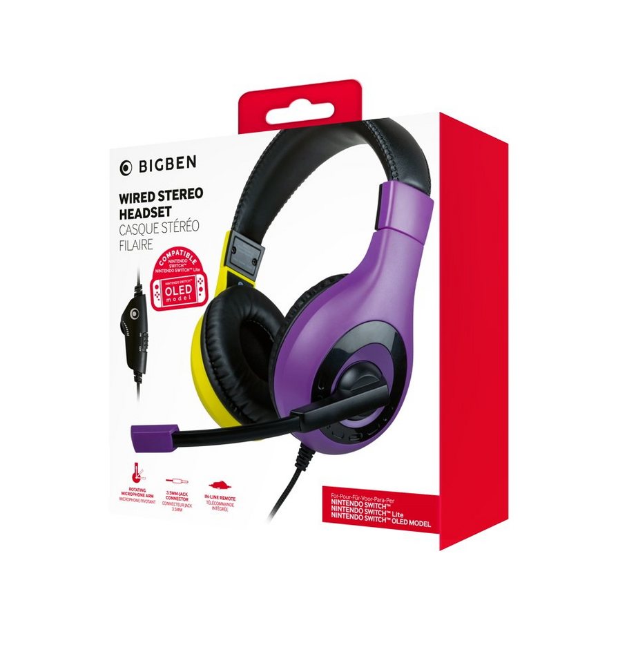 BigBen für Nintendo Switch / Lite Stereo Gaming Headset V1 lila, gelb Zubehör Nintendo von BigBen