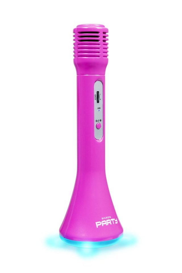 BigBen portabler Lautsprecher Party Mic Mikrofon Licht LED pink AU384017 Portable-Lautsprecher von BigBen
