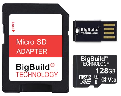 BigBuild Technology 128 GB ultraschnelle 100 MB/s U3 Micro SDXC-Speicherkarte für Garmin Dash Cam 47, Dash Cam 57, Dash Cam Mini 2 Sat NAV/Aktionskamera von BigBuild Technology