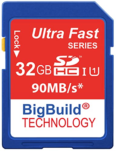 BigBuild Technology 32GB Ultra-schnell 90MB/s SD SDHC Speicherkarte für Polaroid iS426 Kamera von BigBuild Technology