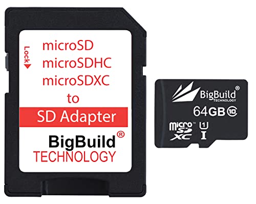 BigBuild Technology 64GB Ultra schnelle 80MB/s Speicherkarte für Huawei Y5 2018, Y6 2018 Mobile, Klasse 10 MicroSDXC von BigBuild Technology