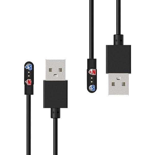 BigCheer 2 Stück Universal Smartwatch Ladekabel Magnetisch, 2-Pin USB-Ladekabel, Kompatibel mit Verschiedenen Smartwatch-Modellen, Schnellladefunktion, Sicherheitsdesign, 2,84mm (Modelle A & B) von BigCheer