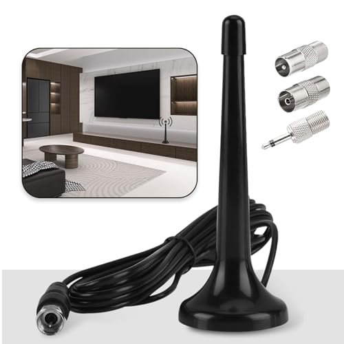 Hochleistungs-Radioantenne mit Magnetfuß für Exzellenten DAB+ und FM Empfang - Inklusive 3m Koaxialkabel und Steckeradapter - für Heimstereoanlagen, AV Receiver und Audio Systeme, Verbesserte Klangqua von BigCheer