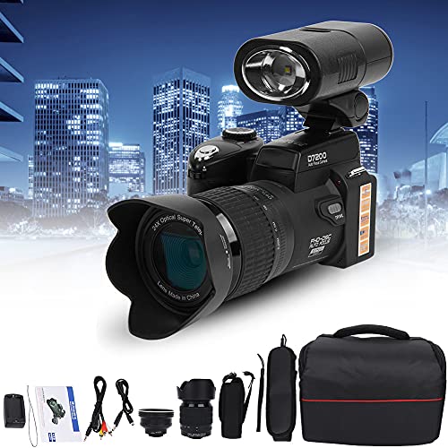 BigKing Digitalkamera, D7200 33MP Digitalkamera DSLR 0,5-Fach Weitwinkelobjektiv + 24-Fach Teleobjektiv + LED-Licht von BigKing