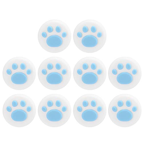 Cat Paw Rocker Cap, Cat Paw Daumengriffe Abdeckung Joystick Rocker Silikonkappe Universal für Switch/Switch Lite(Blaue Krallen auf Weiß) von BigKing