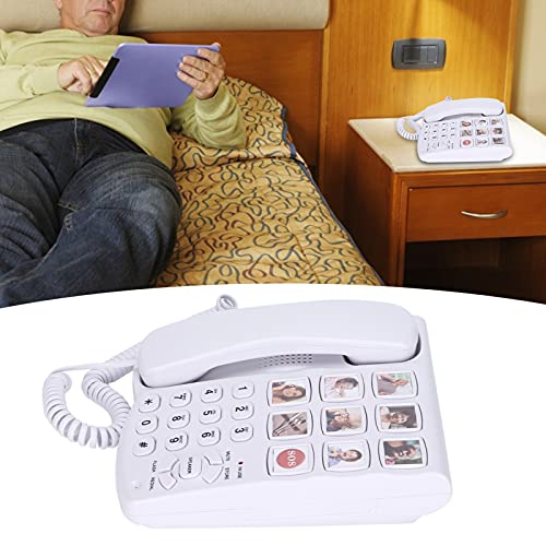 Festnetztelefon mit großer Bildtaste für ältere Menschen mit Demenz, LD-858HF Festnetztelefon mit großer Bildtaste und verstärktem Fotospeicher, schnurgebundenes Festnetz für ältere Menschen von BigKing