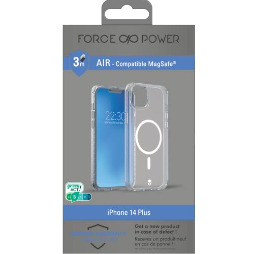 Force Case Air iPhone 14 Plus Schutzhülle, MagSafe kompatibel, Ultra langlebig und verstärkt, schlank & robust, stoßdämpfend, sturzfest, transparent von Bigben Connected