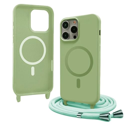 Bigcousin Handykette für iPhone 15 Pro Hülle mit Band,Magnetisch kompatibel mit Magsafe,Silikon Necklace Handyhülle mit verstellbar und abnehmbar,Matcha Grün Bigcousin Handykette für iPhone 15 Pro Hülle mit Band,Magnetisch kompatibel mit Magsafe,Silikon Necklace Handyhülle mit verstellbar und abnehmbar,Matcha Grün von Bigcousin
