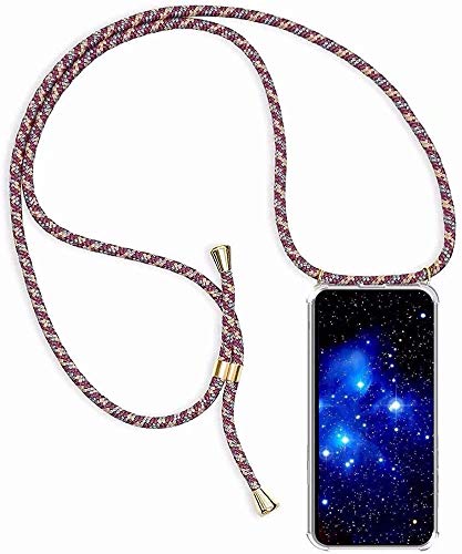 Bigcousin Handykette kompatibel mit Huawei P30,Handyhülle mit Band,Transparent Silikonhülle,Schutzhülle mit Kordel in Rote Aprikose grau von Bigcousin