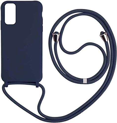 Bigcousin Handykette kompatibel mit Huawei P40 Lite/Nova 6SE/Nova 7i,Handyhülle mit Band,Silikon Seil Necklace Hülle,Schutzhülle mit Kordel in Blau von Bigcousin