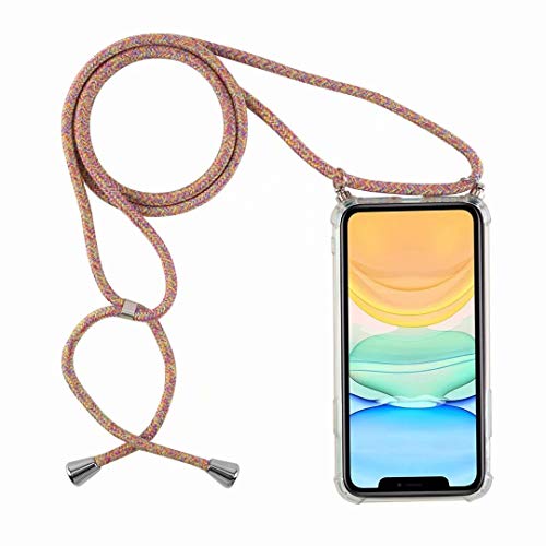 Bigcousin Handykette kompatibel mit Samsung Galaxy S20 Hülle,Necklace Handyhülle mit Band,Transparent Silikonhülle,Schutzhülle mit Kordel in Gelber Regenbogen von Bigcousin
