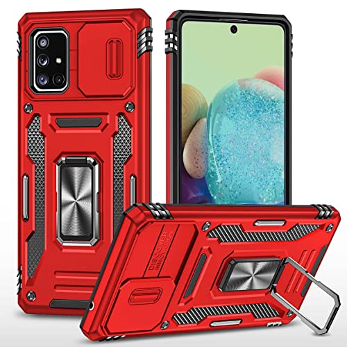 Bigcousin Hülle Kompatibel für Samsung Galaxy A71 5G Kameraschutz Handyhülle,360°Drehbarer Fingerring Ständer Hybrid Schutzhülle Militärqualität Stoßfest (Rot) von Bigcousin