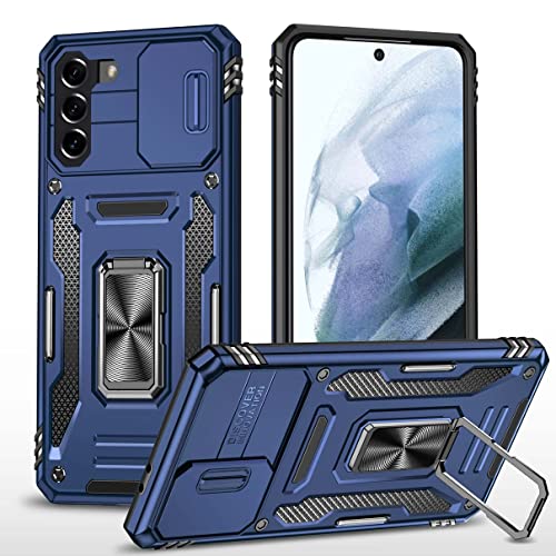 Bigcousin Hülle Kompatibel für Samsung Galaxy S21 Kameraschutz Handyhülle,360°Drehbarer Fingerring Ständer Hybrid Schutzhülle Militärqualität Stoßfest (Blau) von Bigcousin