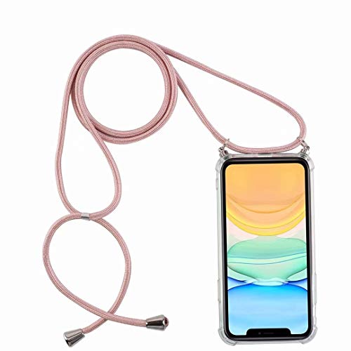 Bigcousin Schutzhülle kompatibel mit Samsung Galaxy A40, Schutzhülle mit Kordel, Schutzhülle mit Schulterriemen und Kordel, tragbar, Rosa Gold von Bigcousin