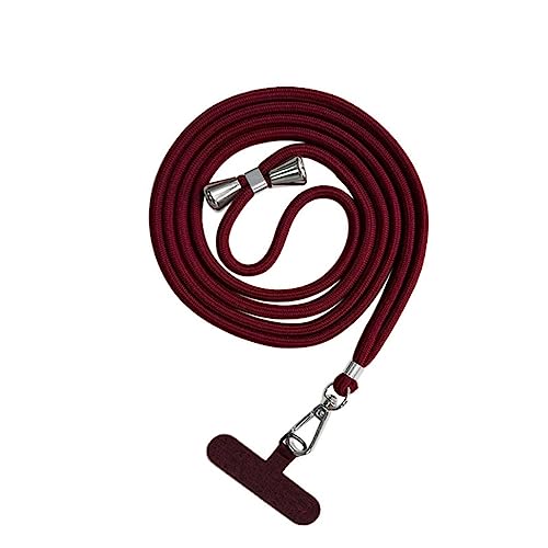 Bigcousin Universale Handykette,Handyband passend für Standard Handyhülle,Kette zum Umhängen mit Pad Handy Lanyard,verstellbar und abnehmbar,Weinrot von Bigcousin