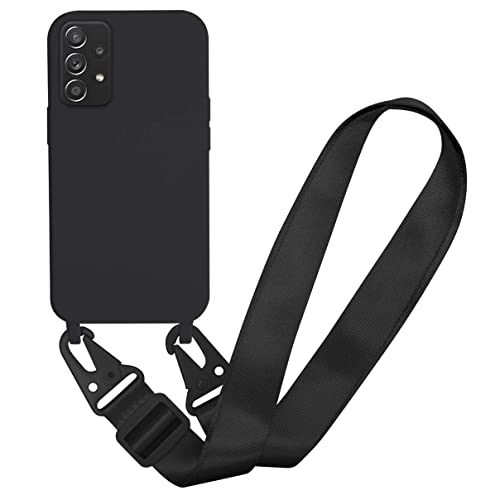 Bigcousin kompatibel mit Samsung Galaxy A73 5G Handykette Hülle,Verstellbarer Halskette Silikon Handyhülle,Schutzhülle Necklace Case,Schwarz von Bigcousin