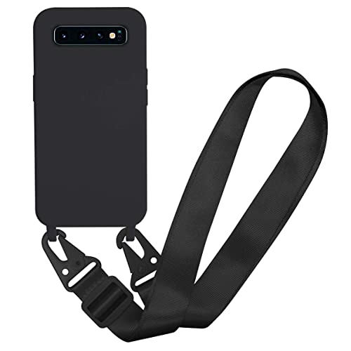 Bigcousin kompatibel mit Samsung Galaxy S10 Plus Handykette Hülle,Verstellbarer Halskette Silikon Handyhülle,Schutzhülle Necklace Case,Schwarz von Bigcousin