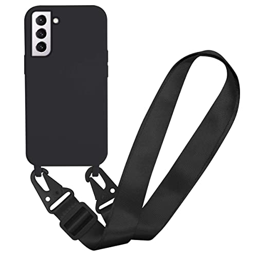 Bigcousin kompatibel mit Samsung Galaxy S21 Handykette Hülle,Verstellbarer Halskette Silikon Handyhülle,Schutzhülle Necklace Case,Schwarz von Bigcousin