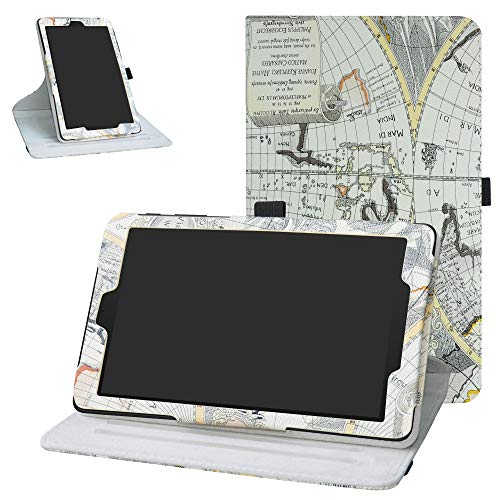 BIGE 360 Grad drehbarer Ständer mit niedlichem Muster Cover für T-Mobile Alcatel 3T 8 Zoll Tablet (2018) Map White von Bige