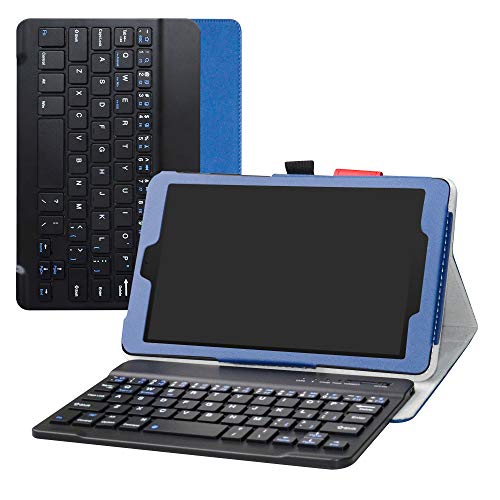Bige Schutzhülle aus PU-Leder für T-Mobile Alcatel 3T 20,3 cm (8 Zoll) Tablet (2018) blau dunkelblau von Bige