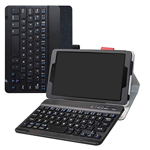 Bige Schutzhülle für Galaxy Tab A 8.0 2019, Tastatur, schlankes Standfunktion, PU-Lederhülle mit robuster Tastatur für Samsung Galaxy Tab A mit S Pen 8.0 (SM-P200 P205) 8 Zoll Tablet, schwarz von Bige