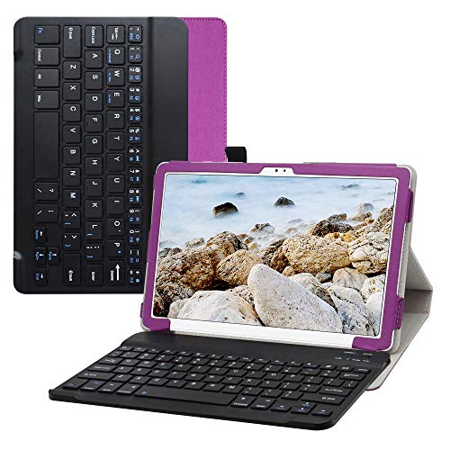 Bige Schutzhülle für Galaxy Tab A7 10.4 Tastatur, PU-Lederhülle mit robuster Tastatur für Samsung Galaxy Tab A7 10.4 2020 (SM-T500/T505/T507) 10.4 Zoll Tablet, lila von Bige