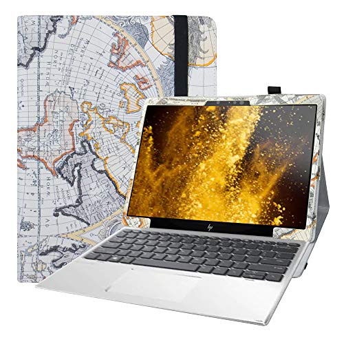 Bige Schutzhülle für HP Elite x2 G4, PU-Leder, 2-fach aufklappbar, für 12,3 Zoll (31,2 cm) HP Elite x2 G4 (nicht für 13,3 Zoll HP Elite x2 G4 Notebook), Karte weiß von Bige