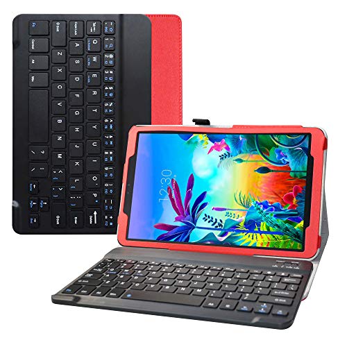 Bige Schutzhülle für LG G Pad 5 10,1 Zoll (10,1 Zoll), schlankes Design, PU-Leder, mit robuster Tastatur für 10,1 Zoll (10,1 Zoll), Rot von Bige