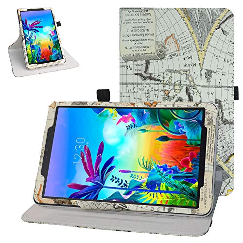 Bige Schutzhülle für LG G Pad 5 10,1 Zoll (25,7 cm), 360 Grad drehbarer Ständer mit niedlichem Muster, Abdeckung für LG G Pad 5 10.1 T600 Tablet (2019), Karte weiß von Bige