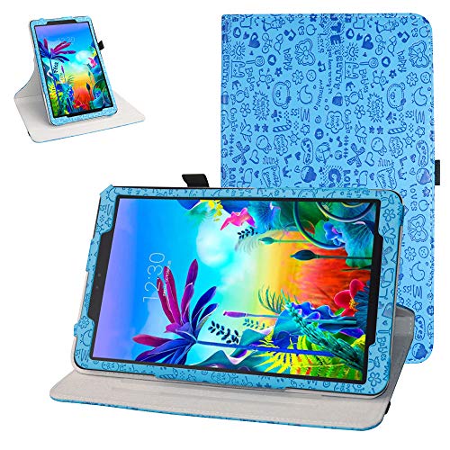 Bige Schutzhülle für LG G Pad 5 10,1 Zoll (25,7 cm), 360 Grad drehbarer Ständer mit niedlichem Muster, für LG G Pad 5 10.1 T600 Tablet (2019), Blau von Bige