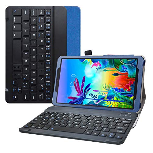 Bige Schutzhülle für LG G Pad 5 10.1 Tastatur, schlankes Standfunktion, PU-Lederhülle mit robuster Tastatur für 10.1 Zoll LG G Pad 5 10.1 T600 Tablet (2019), Blau von Bige