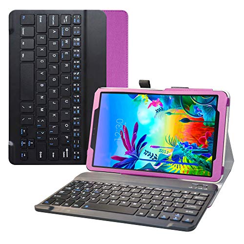 Bige Schutzhülle für LG G Pad 5 10.1 Tastatur, schlankes Standfunktion, PU-Lederhülle mit robuster Tastatur für 10.1 Zoll LG G Pad 5 10.1 T600 Tablet (2019), Violett von Bige