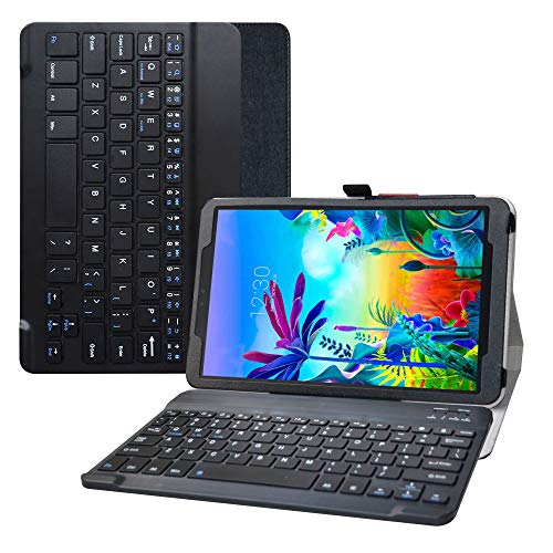Bige Schutzhülle für LG G Pad 5 10.1 Tastatur, schlankes Standfunktion, PU-Lederhülle mit robuster Tastatur für 10.1 Zoll LG G Pad 5 10.1 T600 Tablet (2019), schwarz von Bige